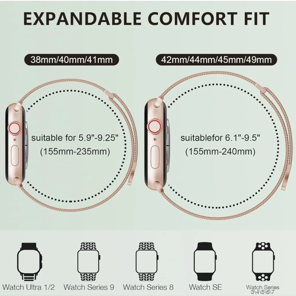 Marge Plus Apple Watch Band Unisex Stainless Steel Mesh Rose Gold